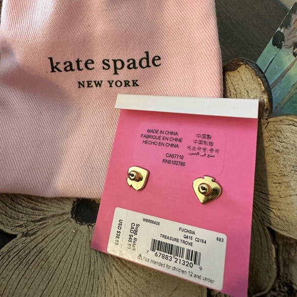 ♠️ kate spade Gold & Fuchsia Crystal Stud Earrings ♠️ - Picture 4 of 5